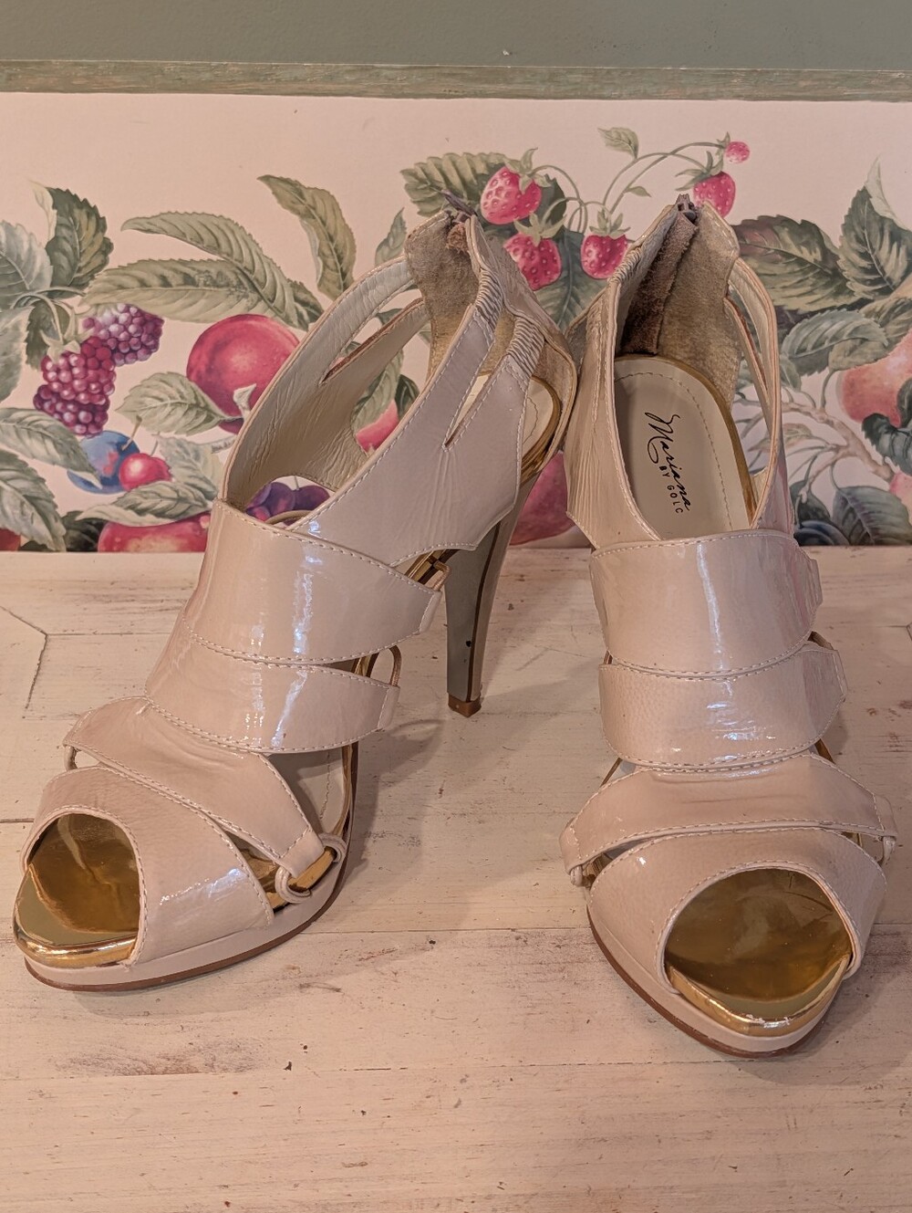 Women's Cream Leather Mariana BY GOLC Nadine Style Heel Shoes Size 40